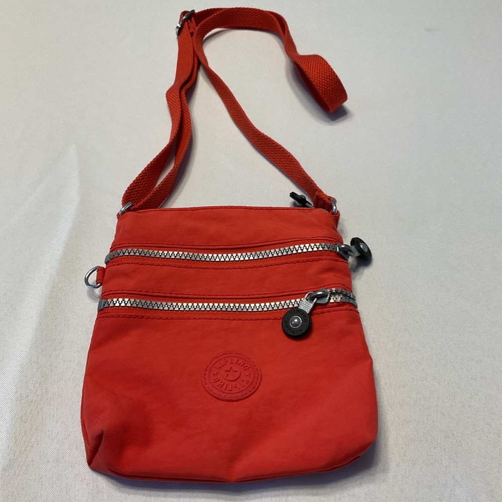 Kipling‎ Alvar Crossbody Shoulder Bag Cherry Red Triple Zip 6.5" X 7.5"